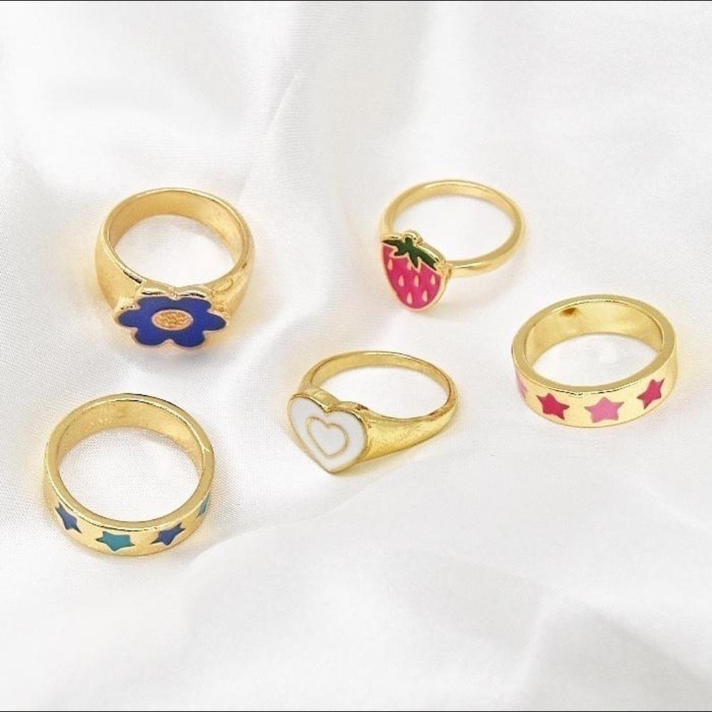 Y2K Gold Ring Set - Picture 6 of 8